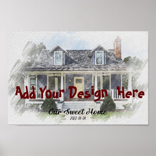 カスタムハウススケッチポートレート ポスター (正面)