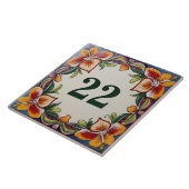 カスタムハウスナンバーサインプレートハワイアン花 タイル (側面)