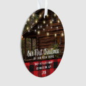 カスタムハウスフォトファーストクリスマスニューホームファミリー名 オーナメント (正面)