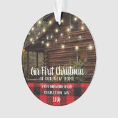 カスタムハウスフォトファーストクリスマスニューホームファミリー名 オーナメント (正面)