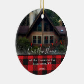 カスタムハウスフォトファーストクリスマスニューホームファミリー名 セラミックオーナメント (右)