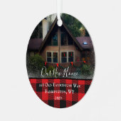 カスタムハウスフォトファーストクリスマスニューホームファミリー名 メタルオーナメント (正面左)