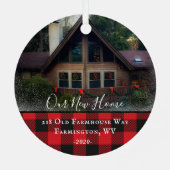 カスタムハウスフォトファーストクリスマスニューホームファミリー名 メタルオーナメント (裏面)