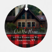カスタムハウスフォトファーストクリスマスニューホームファミリー名 メタルオーナメント (正面)