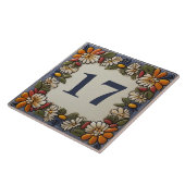 カスタムハウス番号プレート標識ヴィンテージフローラ タイル (側面)