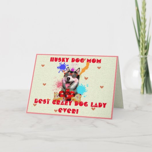 カスタムハスキーの母最高の犬の犬の熱狂する女性のカード サンキューカード (正面)