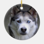 カスタムハスキー犬の写真 セラミックオーナメント (裏面)