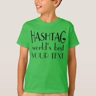 カスタムハッシュタグWorldの最高のストライプのレトロスリーブV Tシャツ