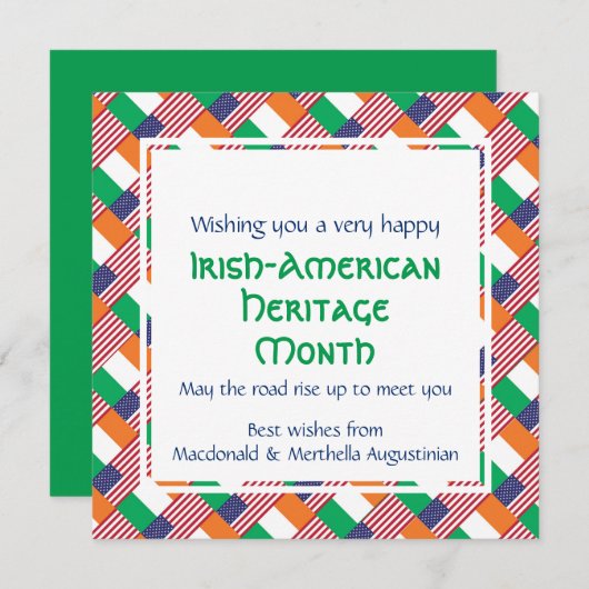 カスタムハッピーアイリッシュアメリカ伝統月 シーズンカード (正面/裏面)