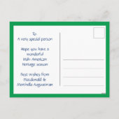 カスタムハッピーアイリッシュアメリカ伝統月 シーズンポストカード (裏面)