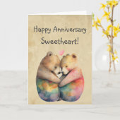 カスタムハッピーアニバーサリースウィートキュートベア カード (黄色い花)