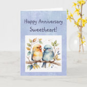 カスタムハッピーアニバーサリースウィートキュートラブバード カード (黄色い花)