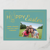 カスタムハッピーイースターバニー箔グリーティングカード 箔招待状 (正面)