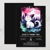 カスタムハッピーキャット誕生日 招待状 (正面/裏面)