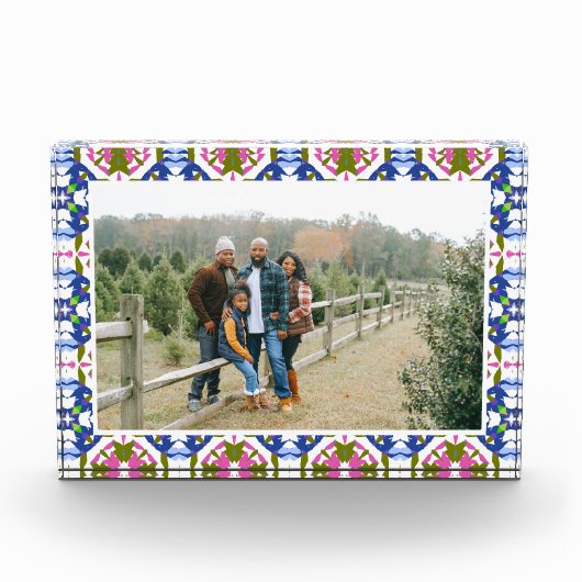 カスタムハッピーグリーンブライトブルークリスマス記念パーティー フォトブロック (正面)