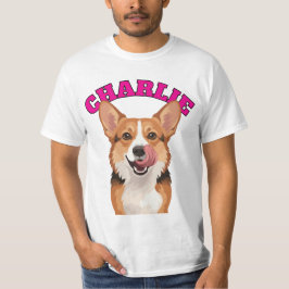 カスタムハッピーコーギー舌出しベクターアート Tシャツ