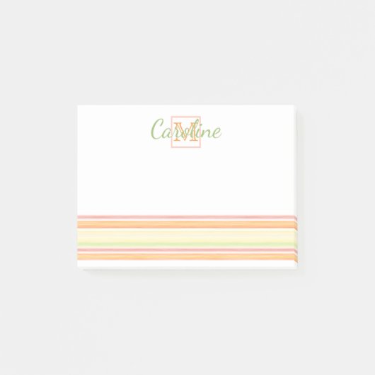 カスタムハッピーサニーサマーウォーターカラーアートストライプズ ポストイット (正面)