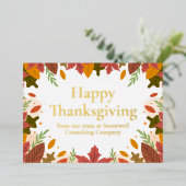 カスタムハッピーサンクスギビングマーケティング金ゴールド 箔シーズンカード (立ち正面)