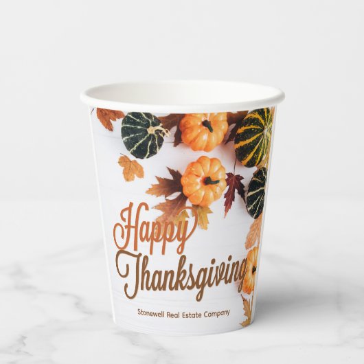 カスタムハッピーサンクスギビング秋会社ディナー 紙コップ (裏面)