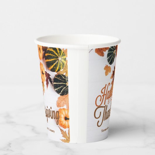 カスタムハッピーサンクスギビング秋会社ディナー 紙コップ (右)