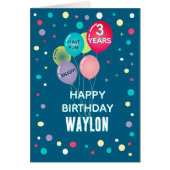 カスタムハッピーサードバースデー任意のチャイルドカード (正面)