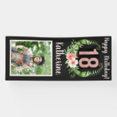 カスタムハッピーティグ18誕生日ピンクグリッター写真 横断幕