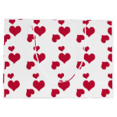 カスタムハッピーバレンタインデーホワイト&赤いハート ラージペーパーバッグ (裏面)
