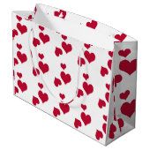 カスタムハッピーバレンタインデーホワイト&赤いハート ラージペーパーバッグ (裏面アングル)