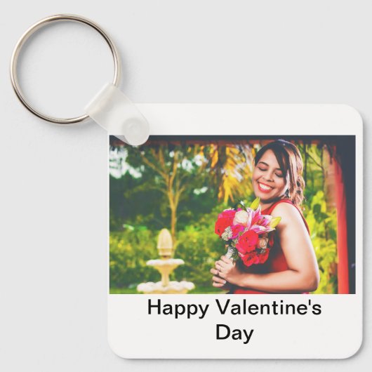 カスタムハッピーバレンタインデー写真 キーホルダー (正面)