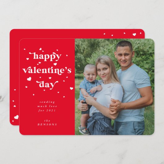 カスタムハッピーバレンタインデー写真 シーズンカード (正面/裏面)