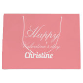 カスタムハッピーバレンタインデー名前をカスタムする ラージペーパーバッグ (正面)