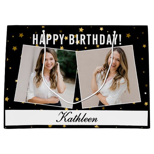 カスタムハッピーバースデーお祝い抱き枕 ラージペーパーバッグ (正面)