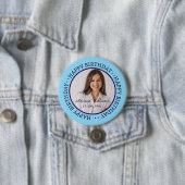 カスタムハッピーバースデーの写真と年齢の名前ボタン 缶バッジ (インサイチュ)