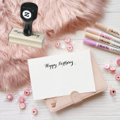 カスタムハッピーバースデーグリーティングエレガントスクリプトウッド ラバースタンプ