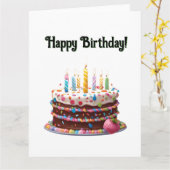 カスタムハッピーバースデーケーキバッグギフトパーティー カード (黄色い花)