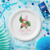 カスタムハッピーバースデーパーティトロピカルフラミンゴ ペーパープレート (パーティー)