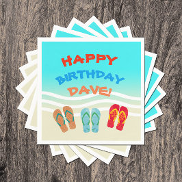 カスタムハッピーバースデービーチパーティー スタンダードカクテルナプキン