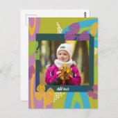 カスタムハッピーバースデーフォトカラフル ポストカード (正面/裏面)