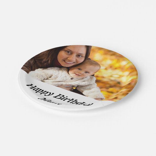 カスタムハッピーバースデームーム写真 ペーパープレート (アングル)