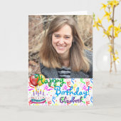 カスタムハッピーバースデー写真 カード (黄色い花)