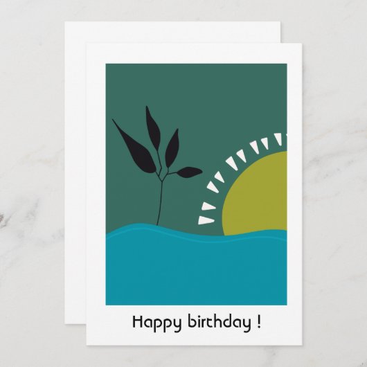 カスタムハッピーバースデー30th緑の風景 サンキューカード (正面/裏面)