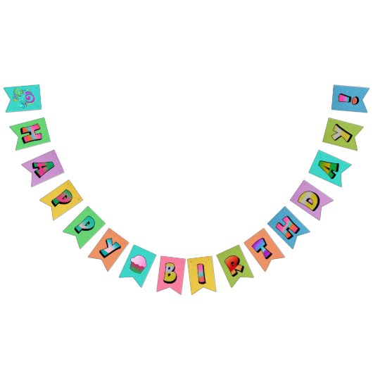 カスタムハッピーバースデー バンティングフラッグ (全)