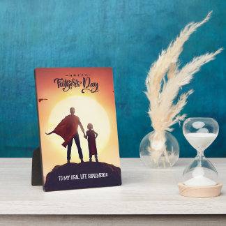 カスタムハッピーファーザーズデイスーパーヒーローカードプラーク フォトプラーク