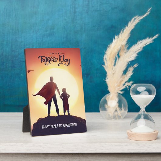 カスタムハッピーファーザーズデイスーパーヒーローカードプラーク フォトプラーク