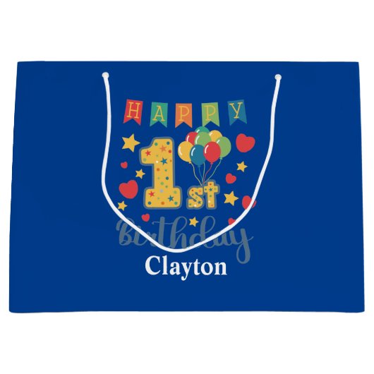 カスタムハッピーファーストバースデーラージ抱き枕 ラージペーパーバッグ (正面)