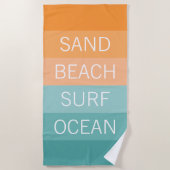 カスタムハッピーブライトサニーサマーストライプパタン ビーチタオル (正面)