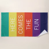 カスタムハッピーブライトサニーサマーストライプパタン ビーチタオル (正面)