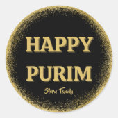 カスタムハッピープリムクラシック金ゴールドグリッター ラウンドシール (正面)