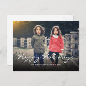 カスタムハッピーホリデイズクリスマスタイポグラフィ シーズンポストカード (正面/裏面)