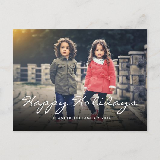 カスタムハッピーホリデイズクリスマスタイポグラフィ シーズンポストカード (正面)